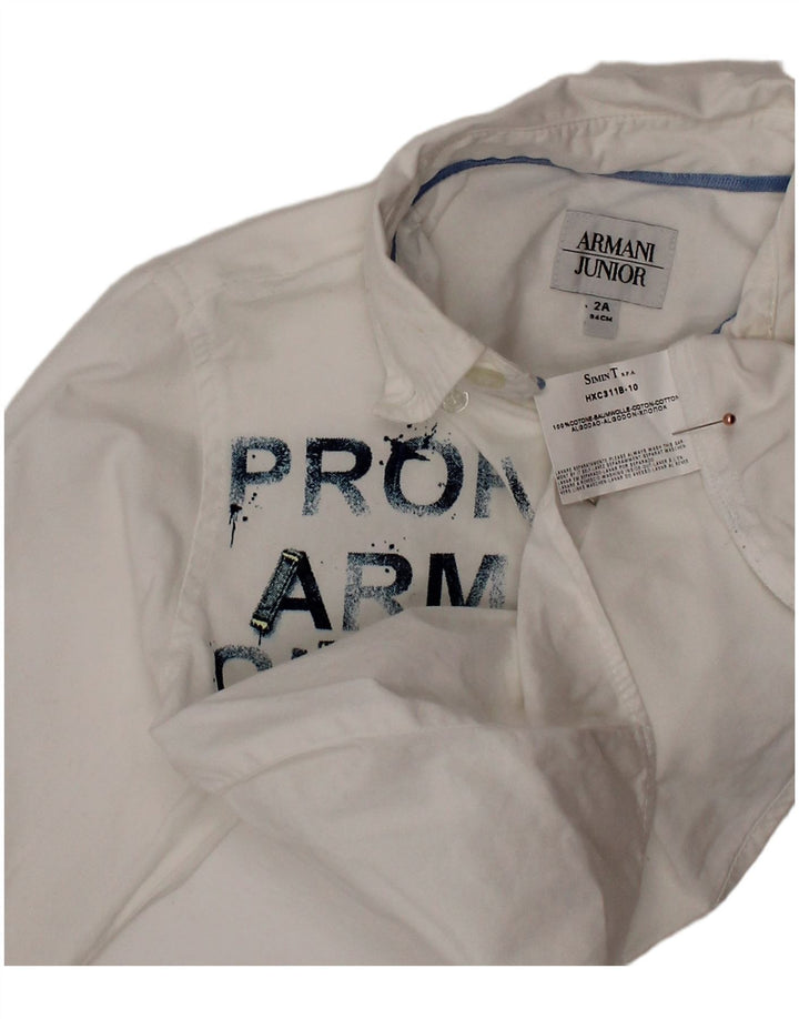 ARMANI JUNIOR Baby drenge grafisk skjorte 18-24 måneder hvid bomuld