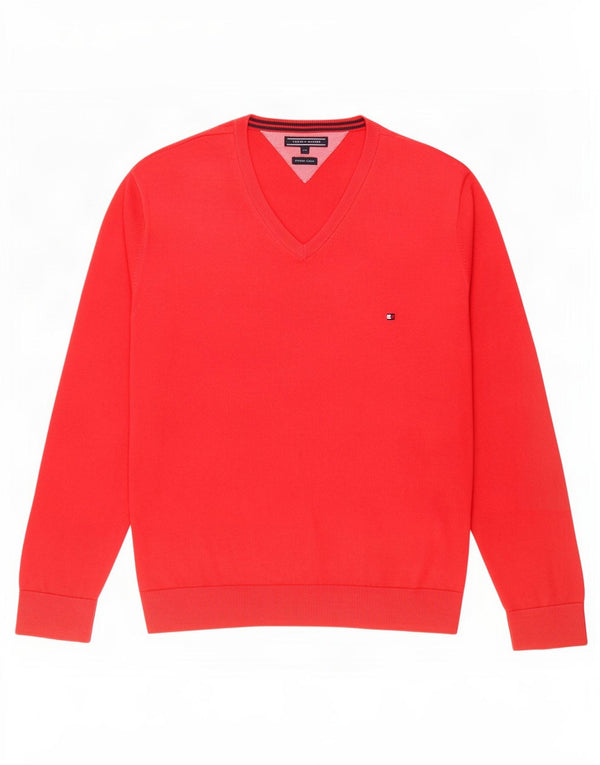 Tommy Hilfiger Dame V-hals sweater UK 20 2XL Rød