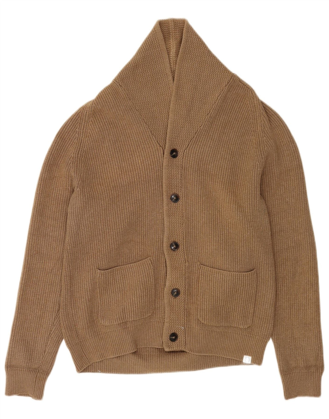 Marks & Spencer herre cardigan sweater mellem brun polyester