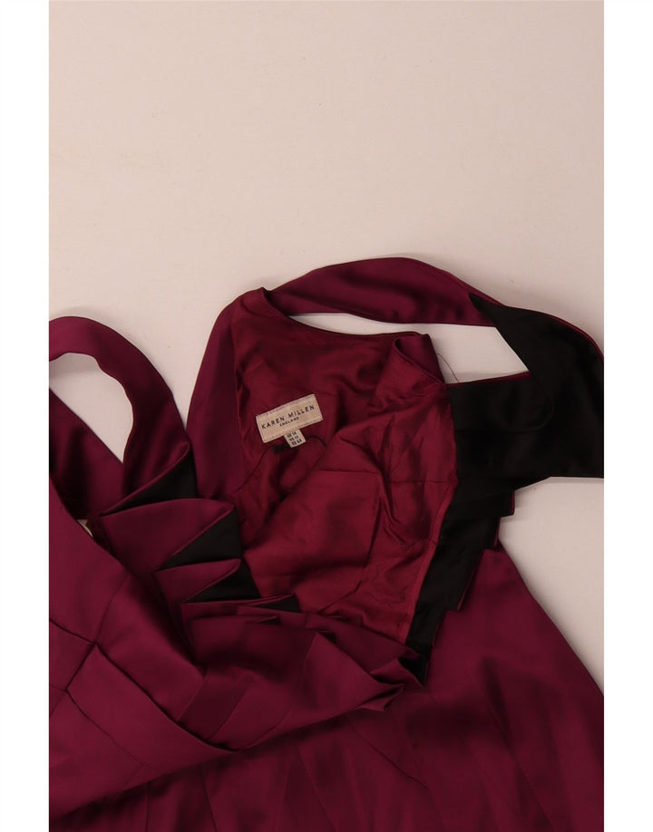 KAREN MILLEN Dame Ærmeløs Bodycon Dress UK 16 Large Burgundy Acetate