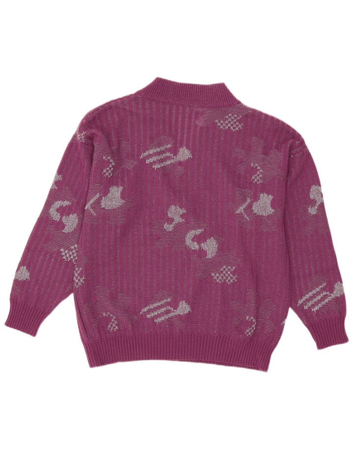 Vintage Dame V-hals sweater IT 44 Medium Lilla Akryl