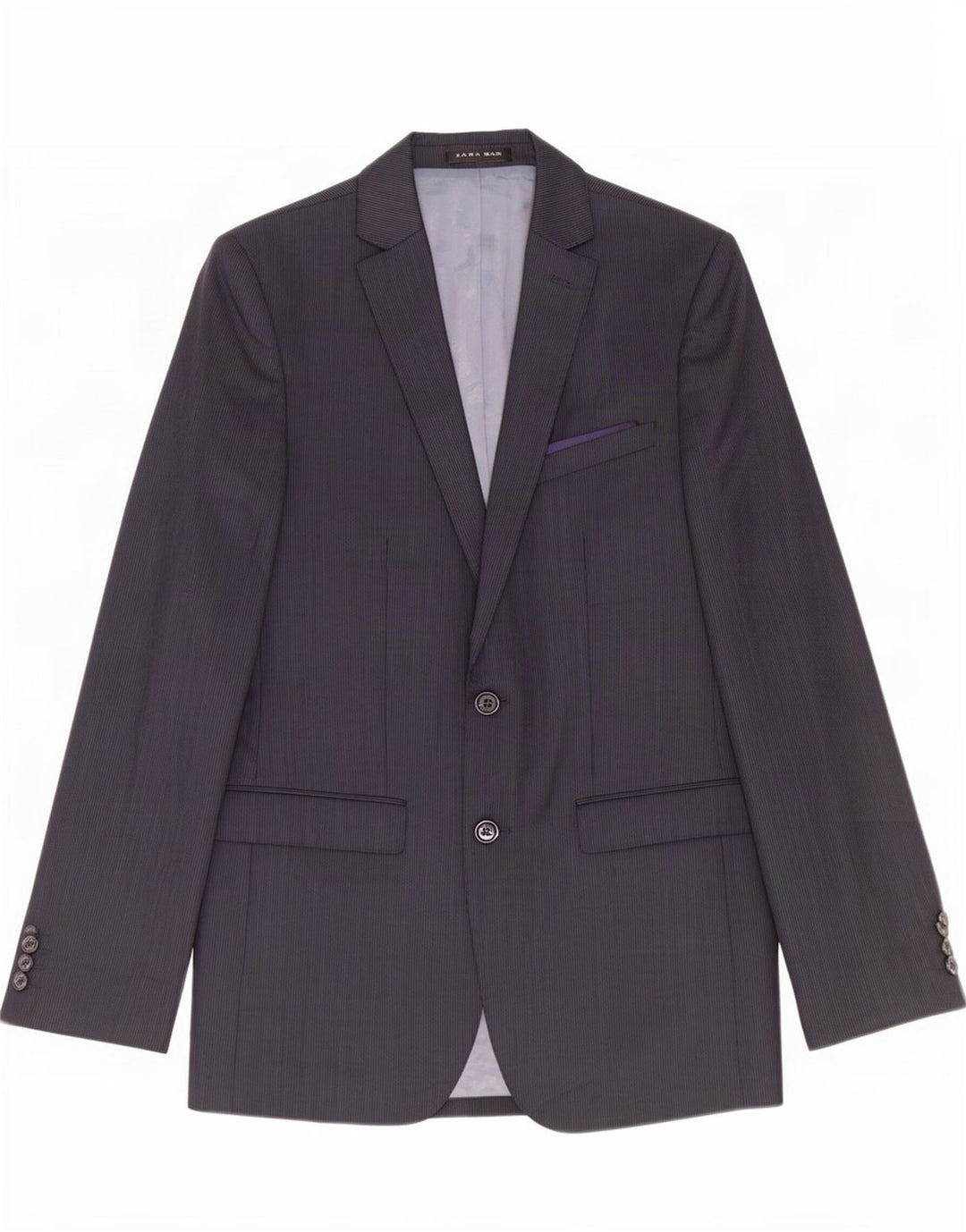 Zara Herre 2-knaps blazerjakke EU 48 Mellem marineblå stribet polyester