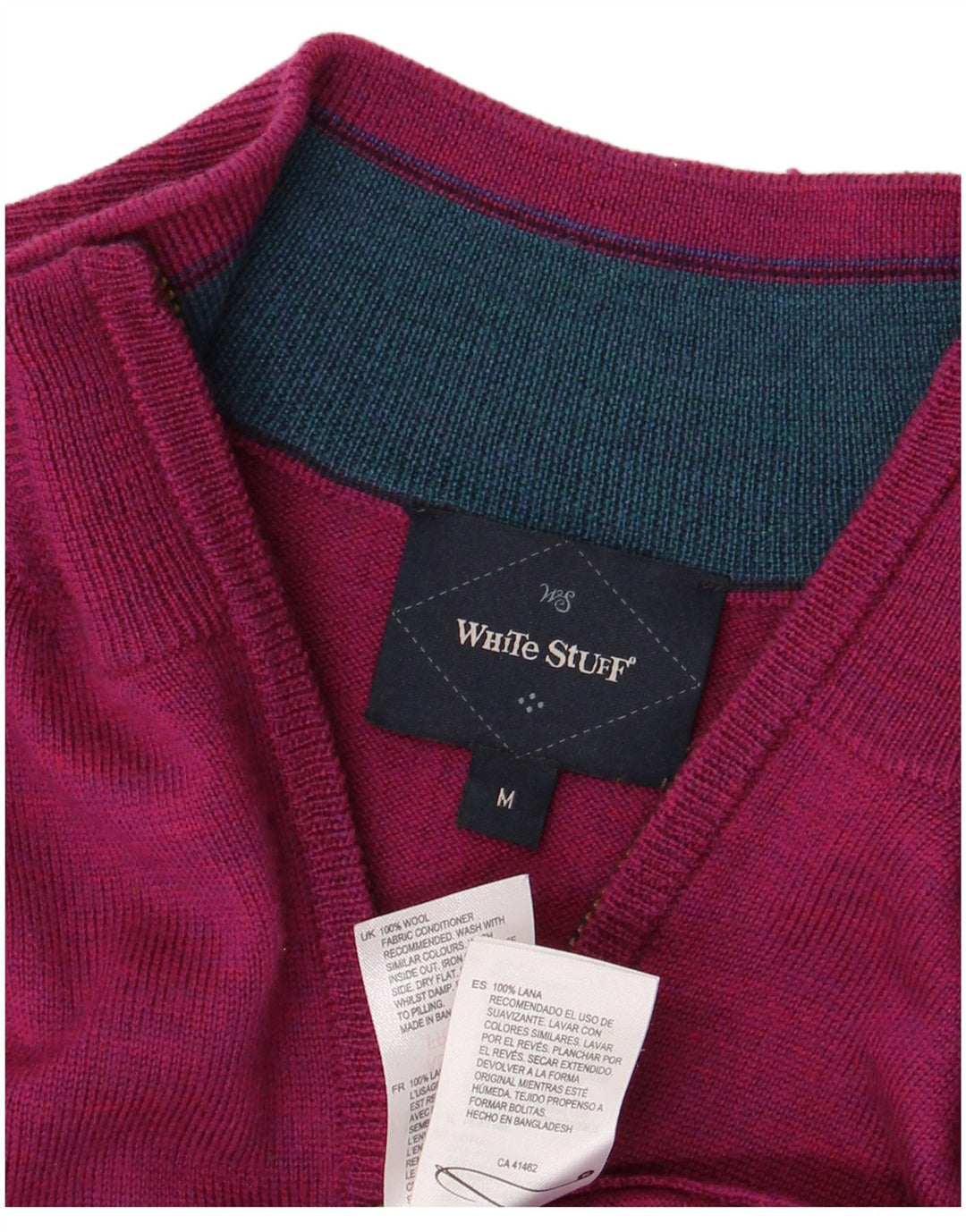 White Stuff Herre Zip Neck Jumper Sweater Medium Pink Uld