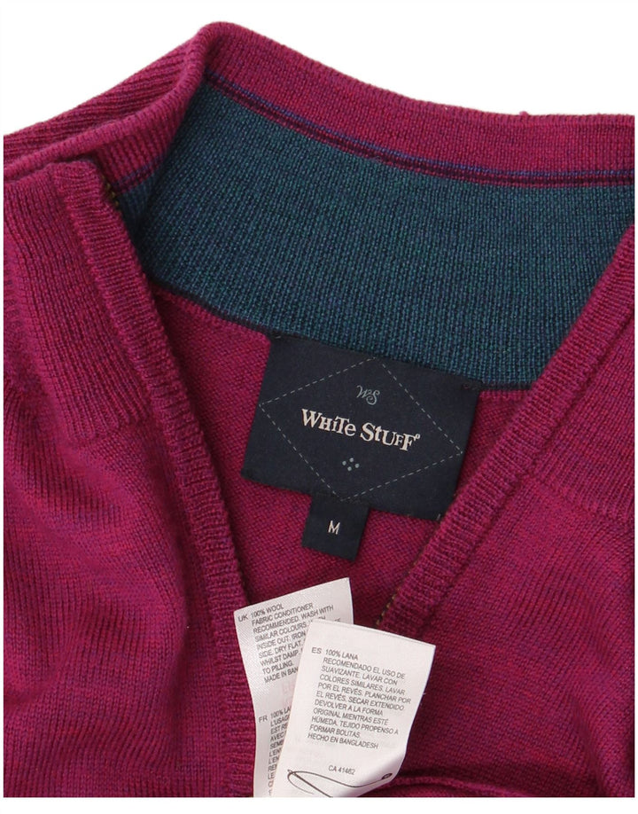 White Stuff Herre Zip Neck Jumper Sweater Medium Pink Uld