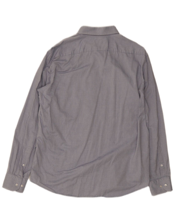 Hugo Boss Herre Regular Fit skjorte str. 43 17 XL Blå plettet bomuld