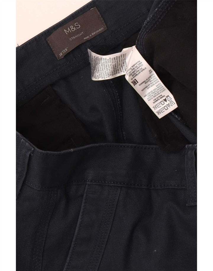 Marks & Spencer Straight Cargo bukser til mænd W38 L29 Marineblå bomuld