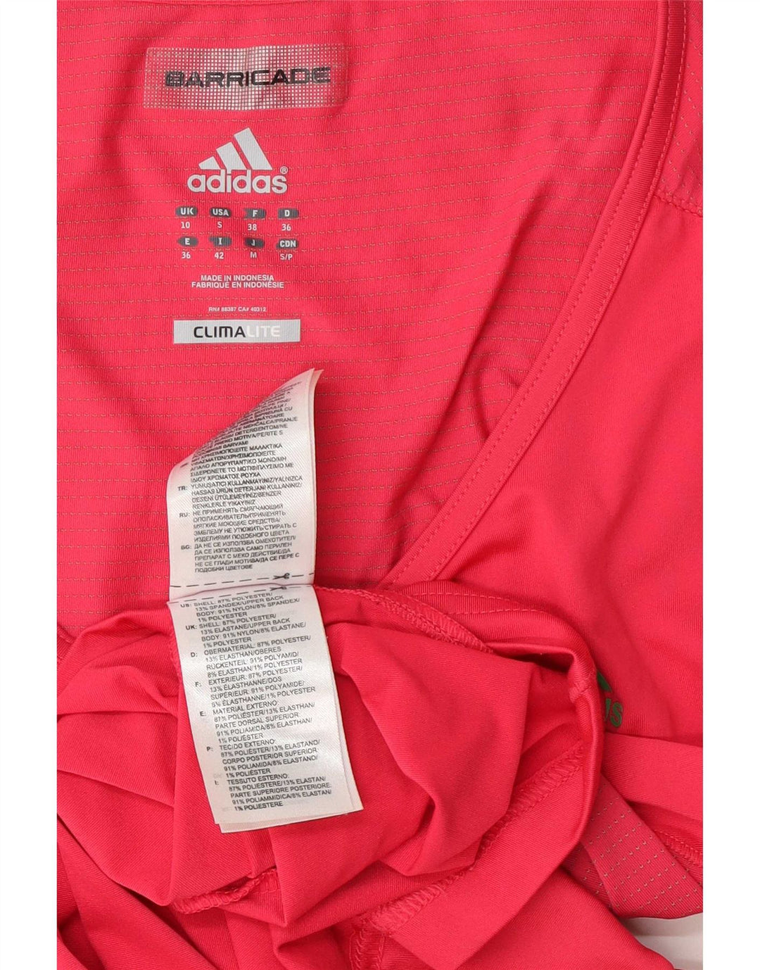 Adidas Dame Climalite T-Shirt Top UK 10 Lille Rød Polyester
