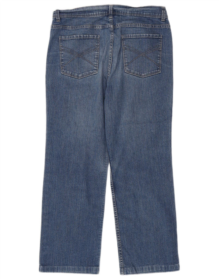Marks & Spencer Kvinder Kort Straight Jeans UK 12 Medium W30 L25 Blå