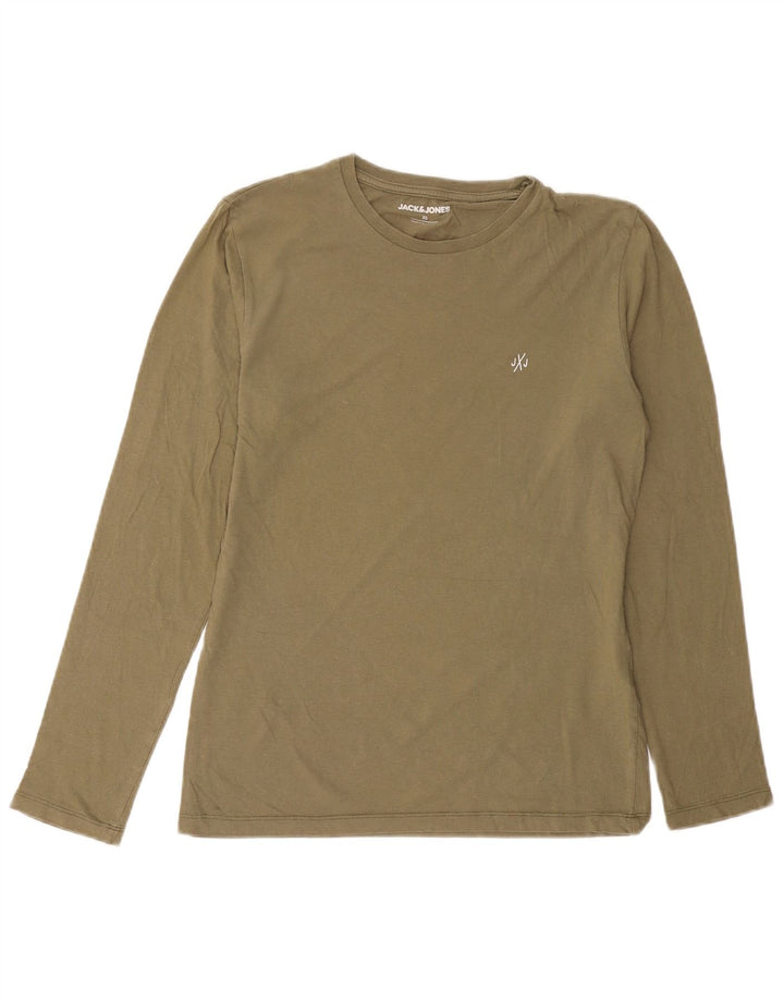 JACK & JONES Herre Top Langærmet XS Khaki Bomuld