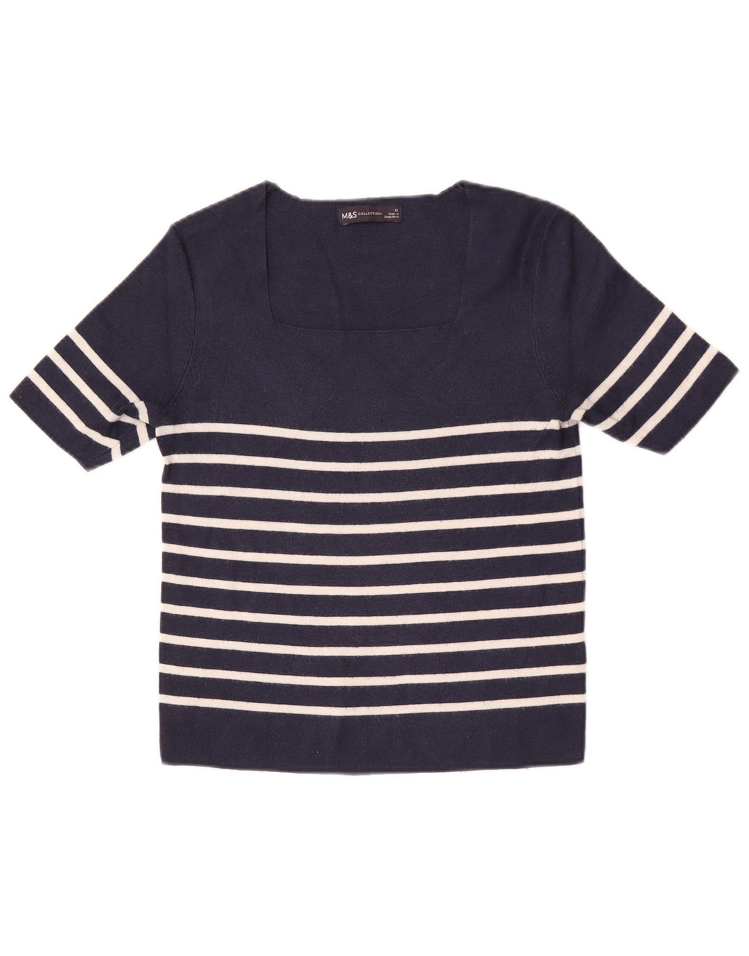 Marks & Spencer Dame Crop Top UK 12 Mellem marineblå stribet viskose