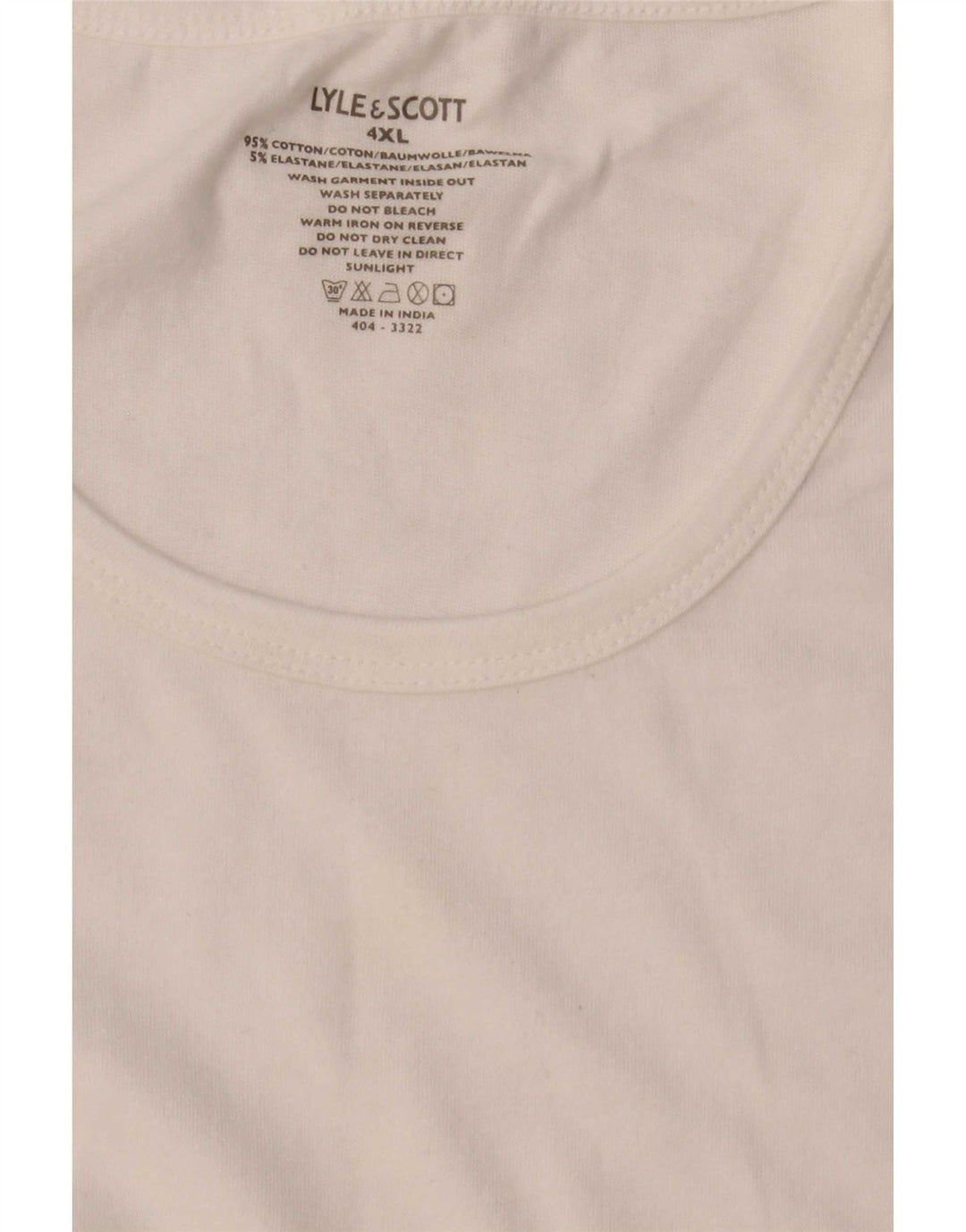 Lyle & Scott Herre T-Shirt Top 4XL Hvid Bomuld