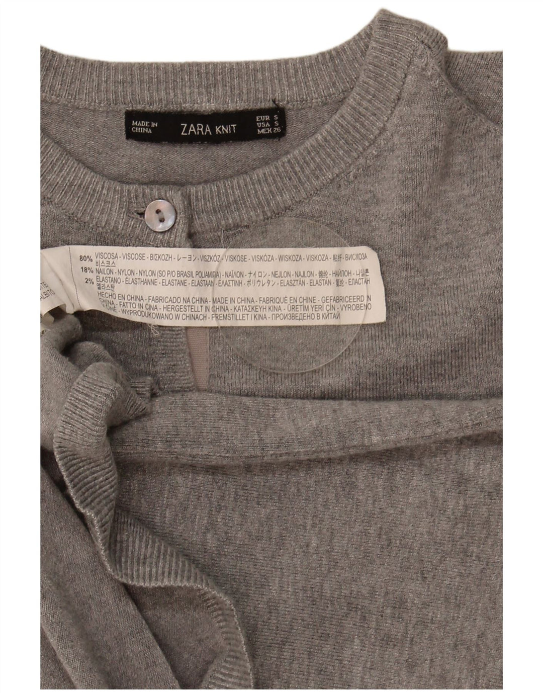 Zara Dame Cardigan Sweater UK 10 Small Grey Viscose