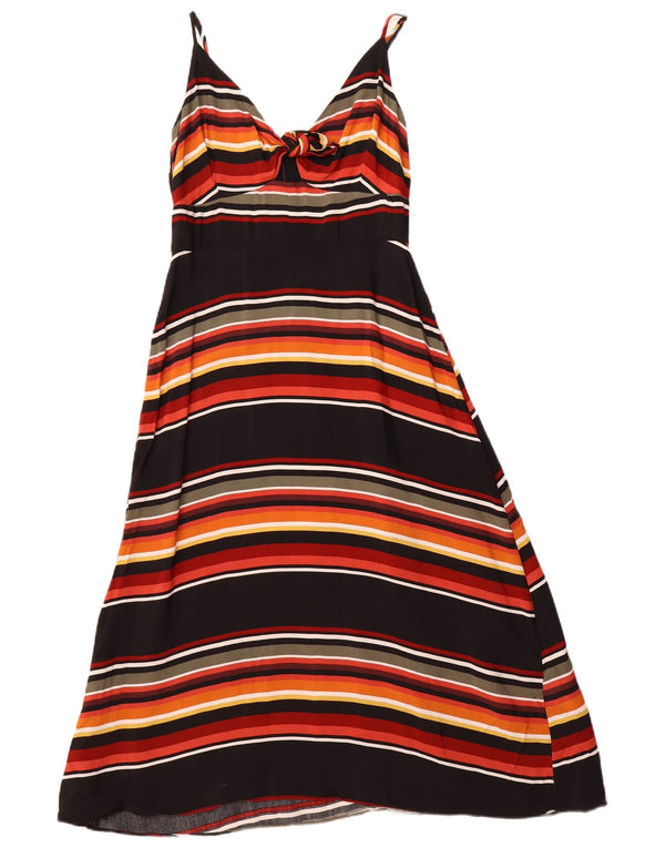WAREHOUSE Dame Front Tie Sundress UK 10 Small Sort Stribet Viscose
