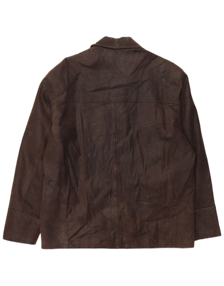 VINTAGE Herre læderjakke UK 42 XL Brunt læder