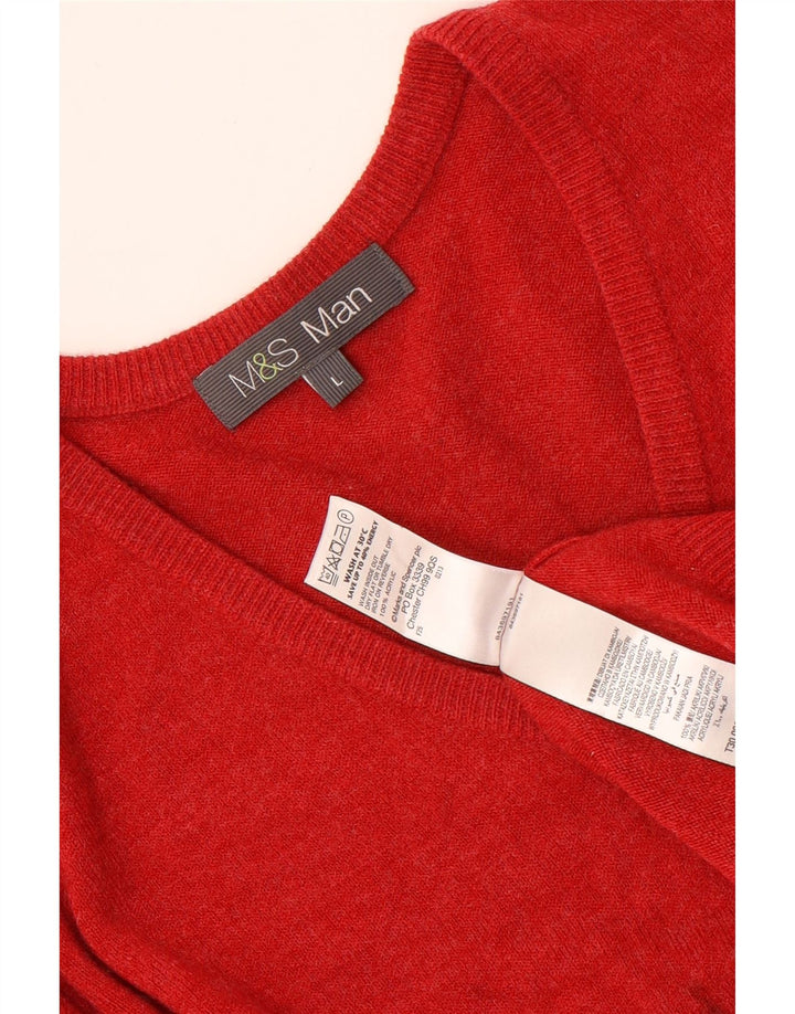 Marks & Spencer Herre V-hals sweater Stor rød akryl