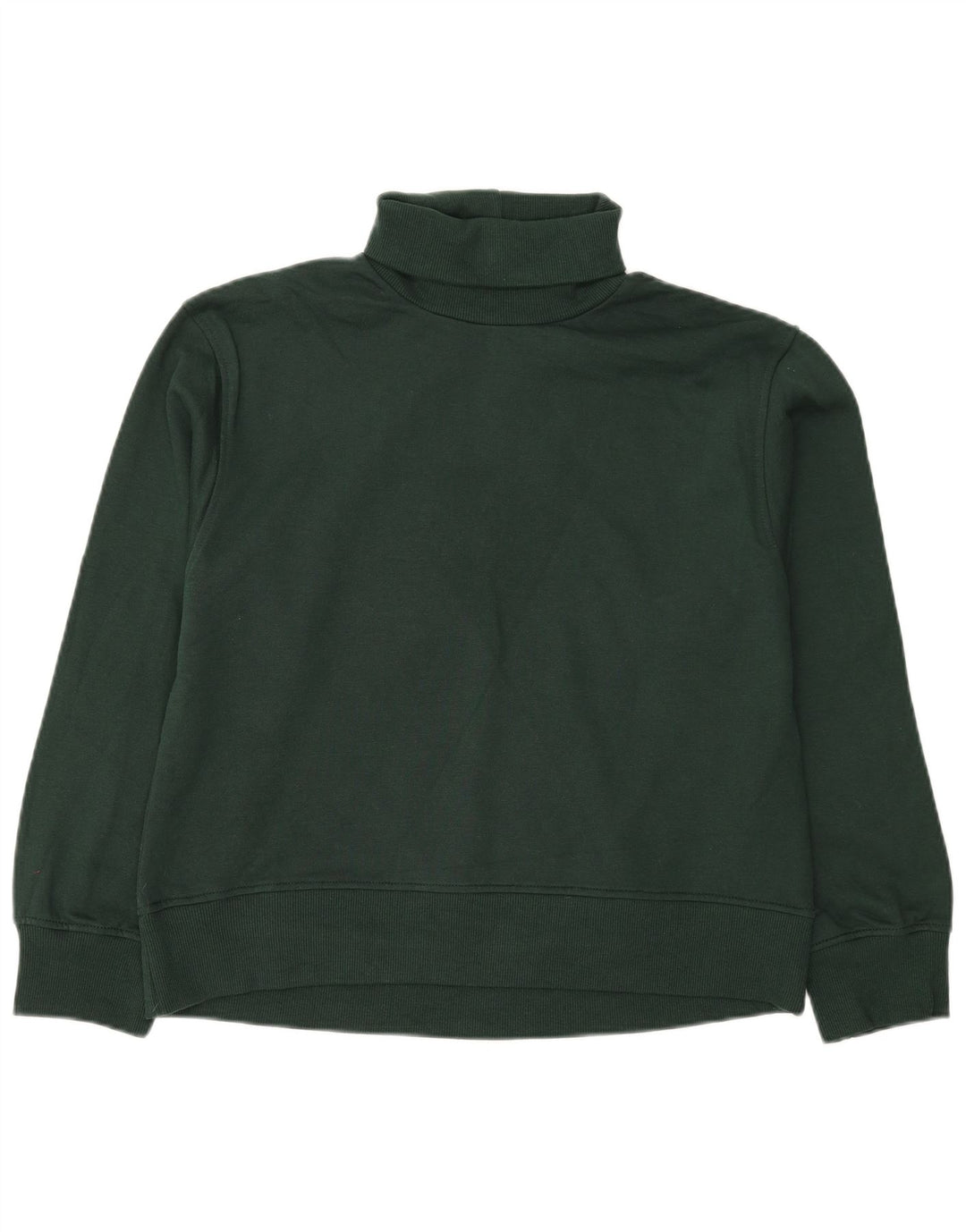 ZARA Womens Roll Neck Sweatshirt Jumper UK 14 Medium Green Cotton