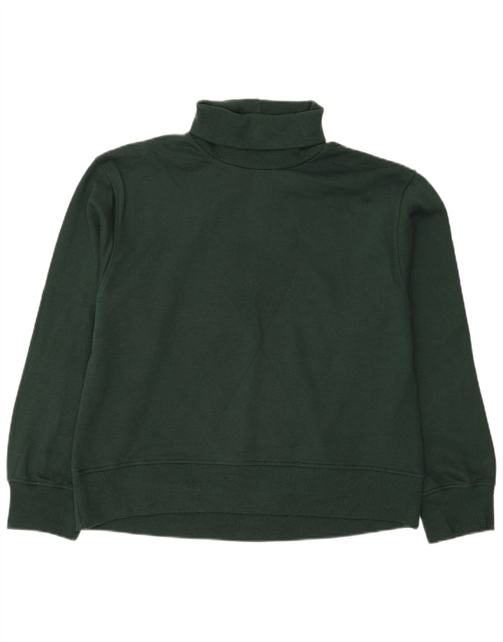 ZARA Womens Roll Neck Sweatshirt Jumper UK 14 Medium Green Cotton