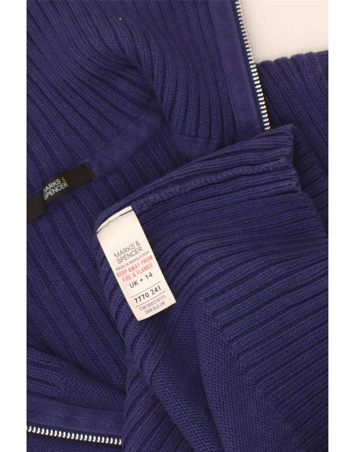Marks & Spencer Dame Cardigan Sweater UK 14 Medium Blue Bomuld