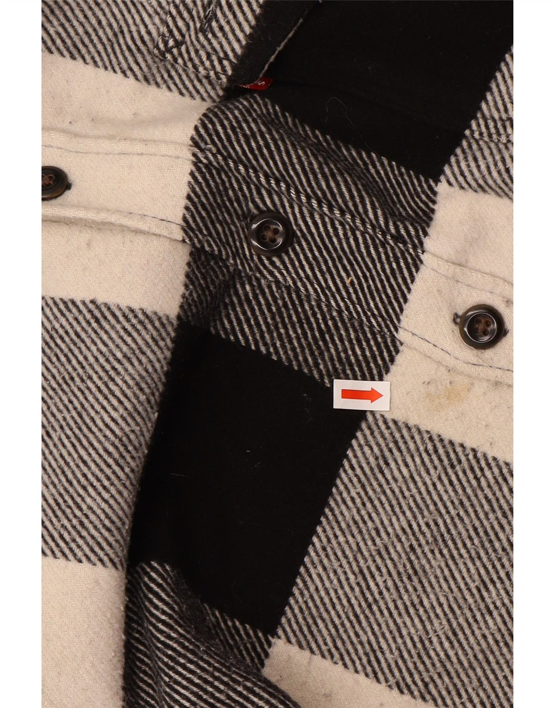 LEVI'S Mens Flannel Shirt Small Black Check Polyester