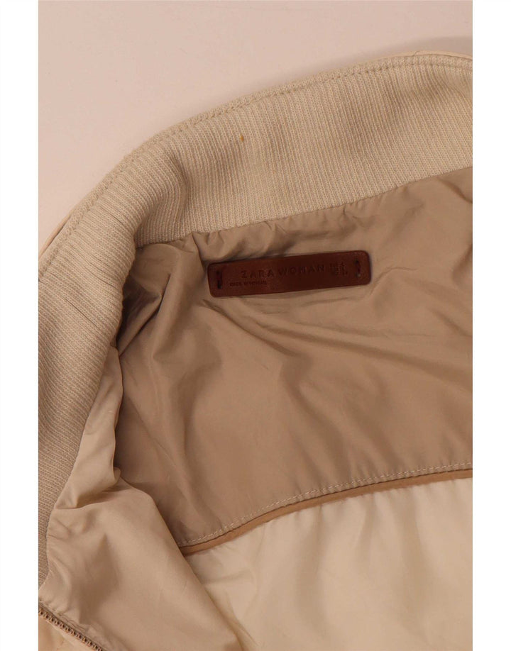 Zara Quiltet jakke til kvinder UK 16 Stor Beige Polyester