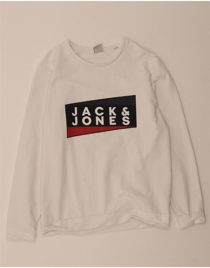 Jack & Jones grafisk sweatshirt til mænd, stor hvid bomuld