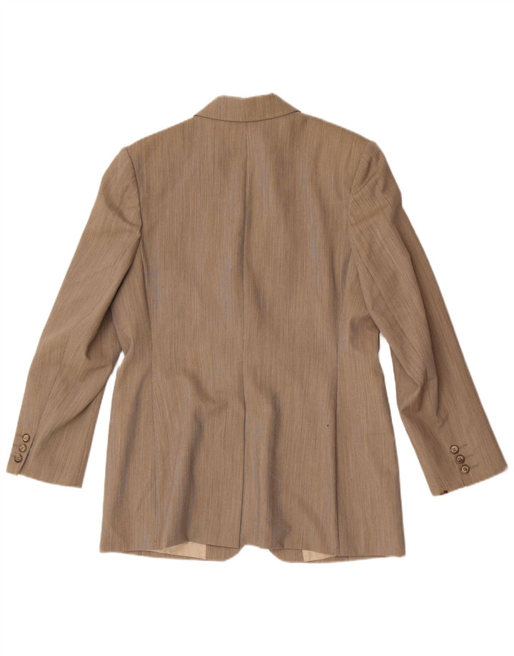 Marks & Spencer Dame 1 Knap Blazer Jakke UK 14 Stor Brun Ny Uld