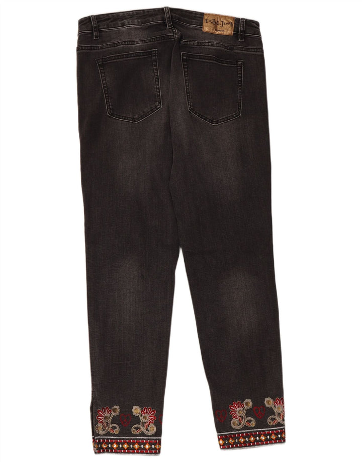 Desigual lige jeans til kvinder W32 L28 Grå blomster