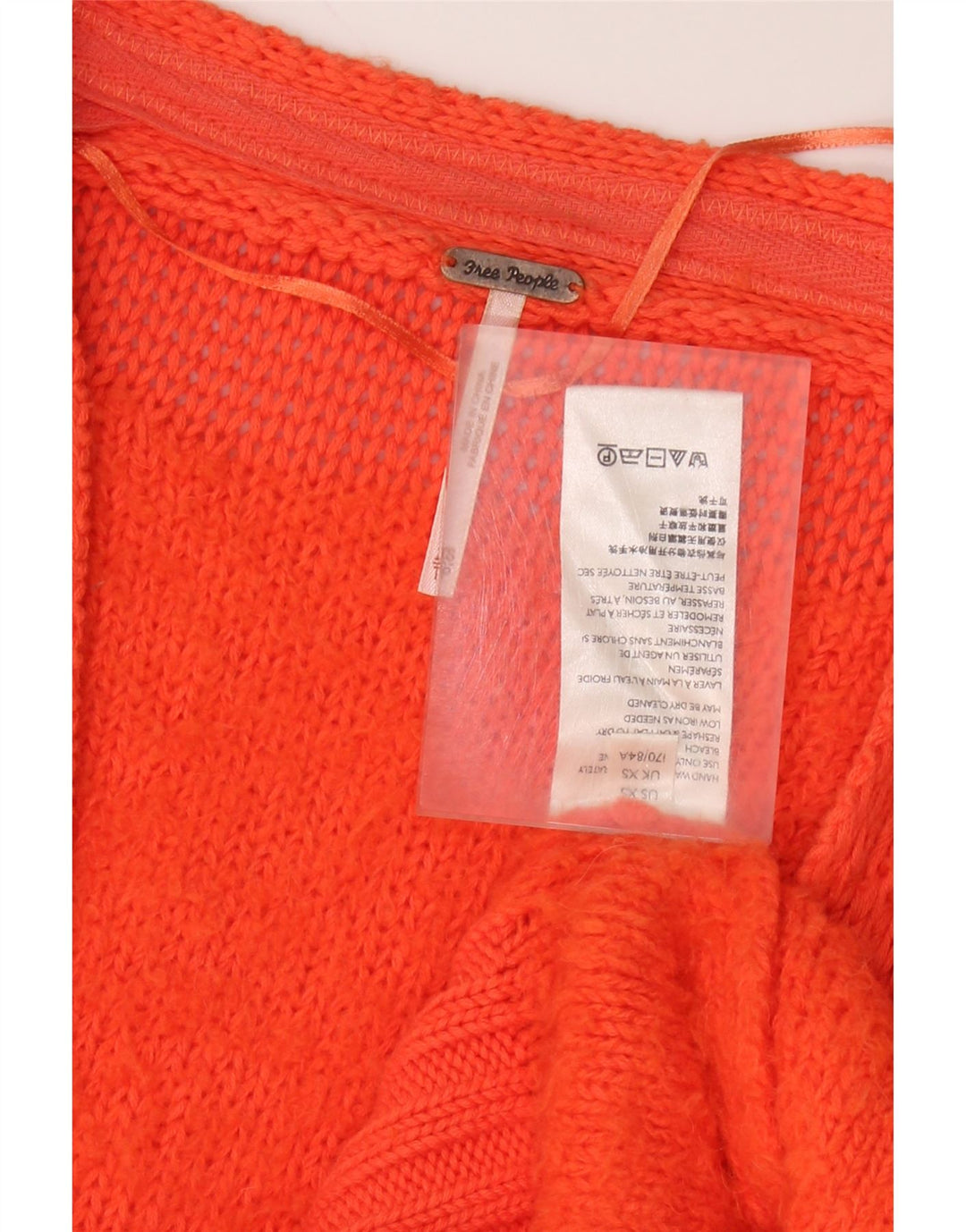 PEOPLE TREE Dame oversized cardigan sweater UK 6 XS Orange Bomuld