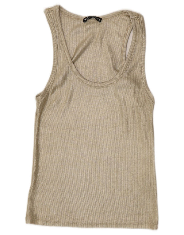 Zara Damevest Top UK 12 Medium Gold Viscose
