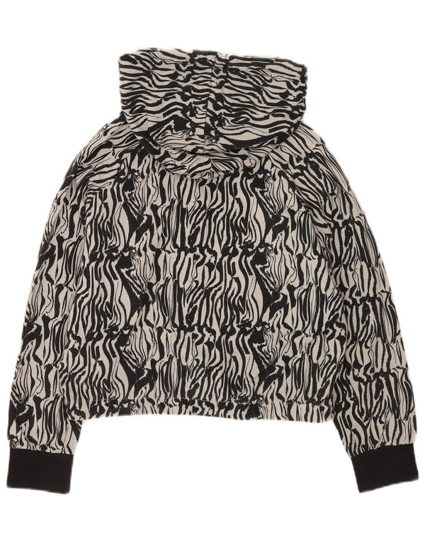 Fila Womens Crop Oversized hættetrøje Jumper UK 10 Small Grey Animal Print