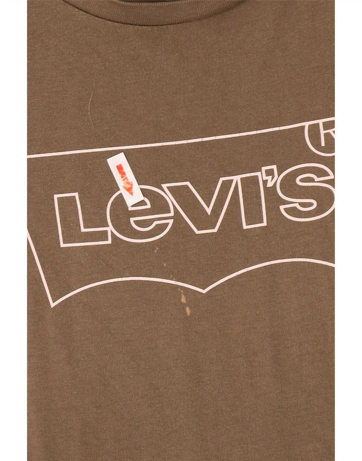 Levi's Dame Grafisk T-Shirt Top UK 14 Medium Khaki