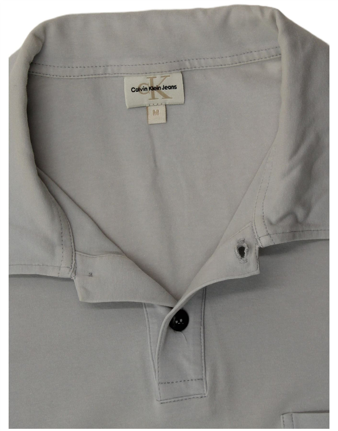 CALVIN KLEIN JEANS Mens Polo Shirt Medium Grey