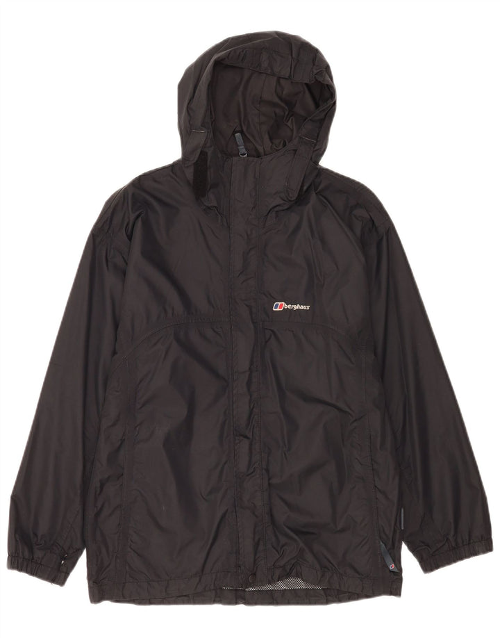 Berghaus Regnjakke med hætte til drenge 11-12 år Sort nylon