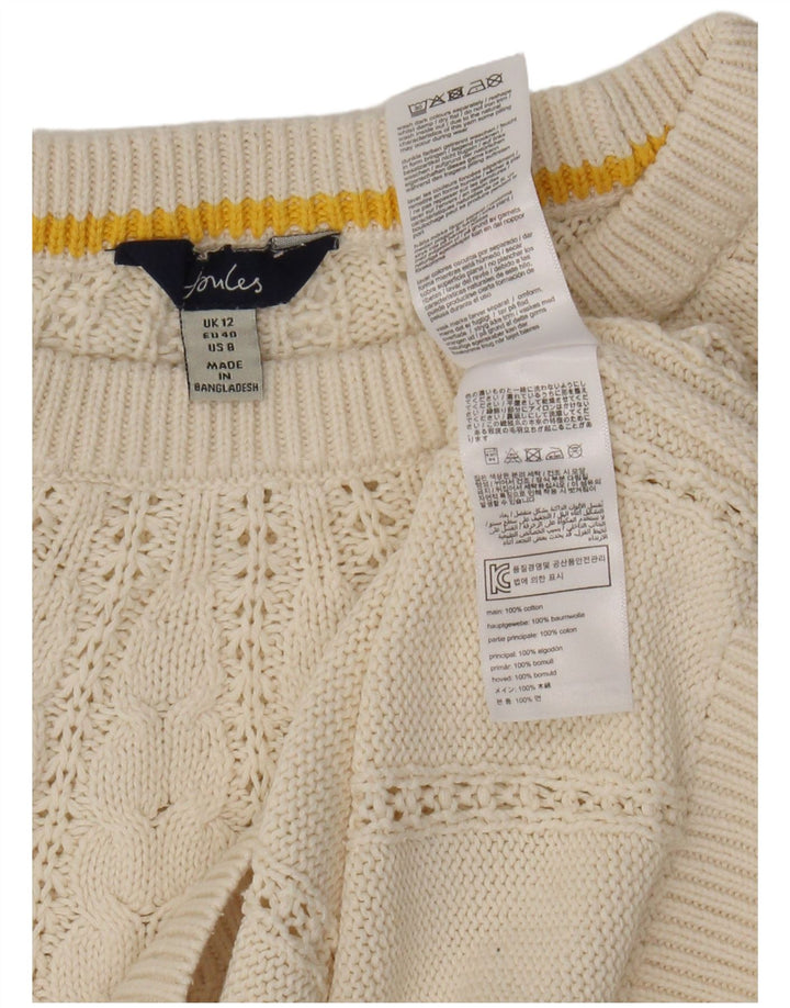 JOULES Womens Crew Neck Jumper Sweater UK 12 Medium Off White Cotton