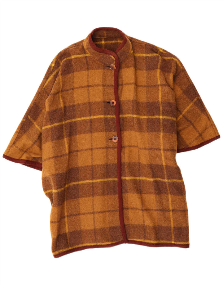 Vintage Dame Loose Fit Poncho Coat One Size Brun Plaid