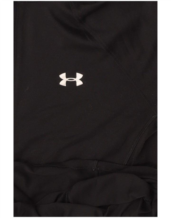 UNDER ARMOR Womens Zip Neck Pullover Træningsdragt Top UK 12 Medium Black