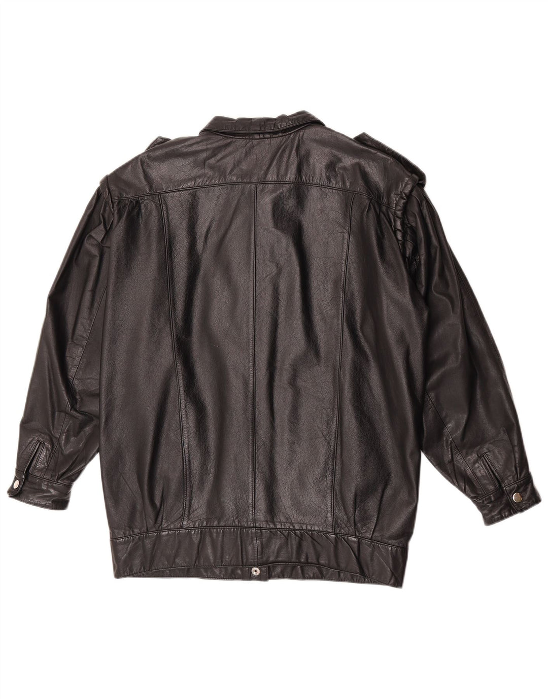 Vintage dame militær læderjakke UK 12 medium sort læder