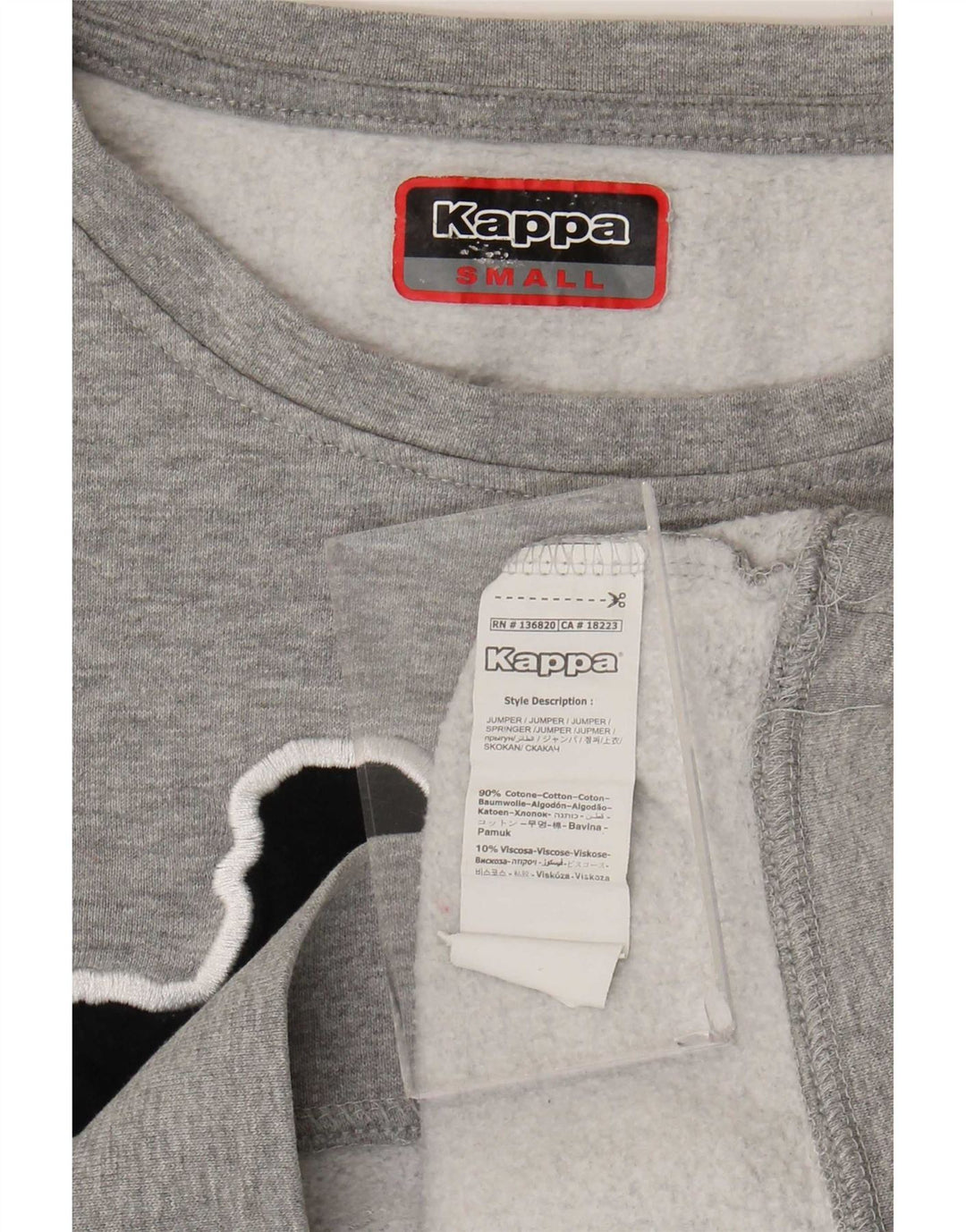 Kappa Dame Grafisk Oversized Sweatshirt Jumper UK 10 Lille Grå Bomuld