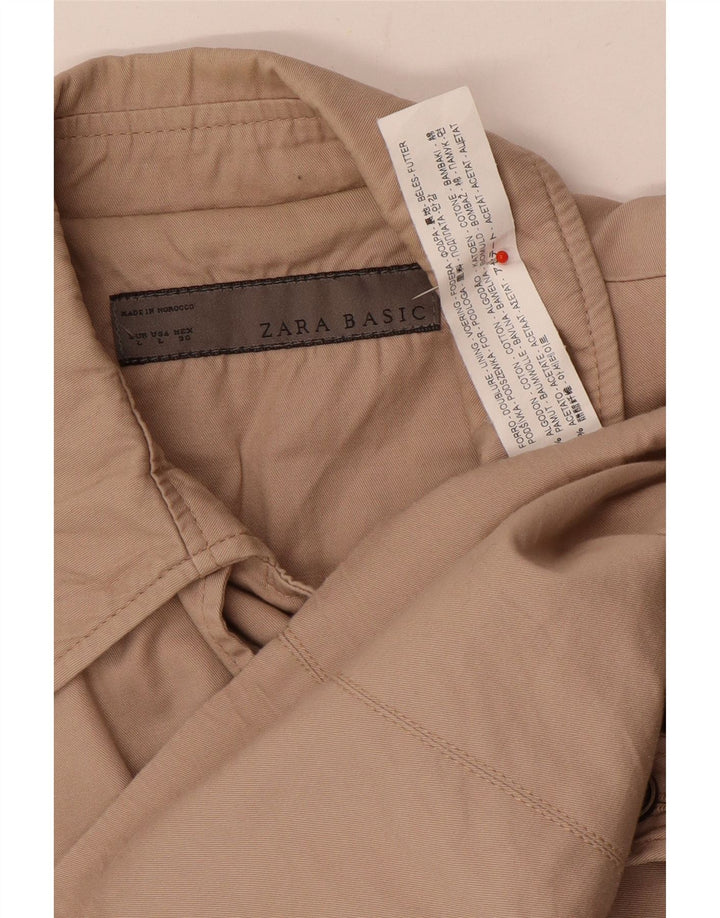 Zara Dame Trench Coat UK 16 Stor Beige Bomuld
