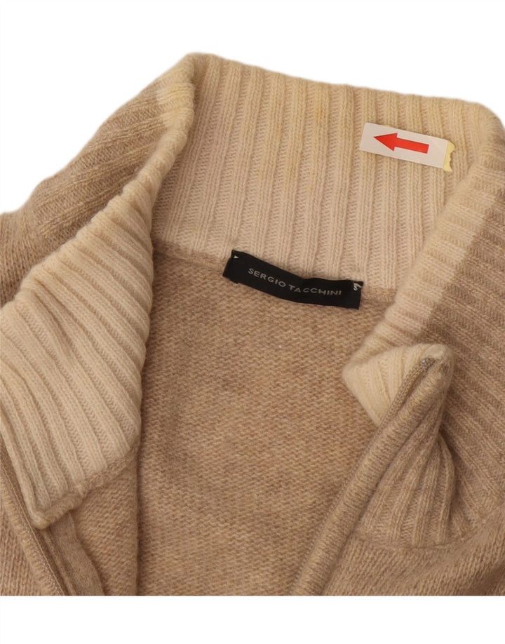 Sergio Tacchini Herre Cardigan Sweater Stor Beige Flecked Uld