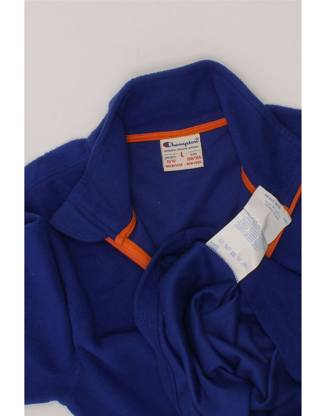CHAMPION Boys Zip Neck Fleece Jumper 11-12 Years Large  Blue Polyester Vintage Champion and Second-Hand Champion from Messina Hembry 