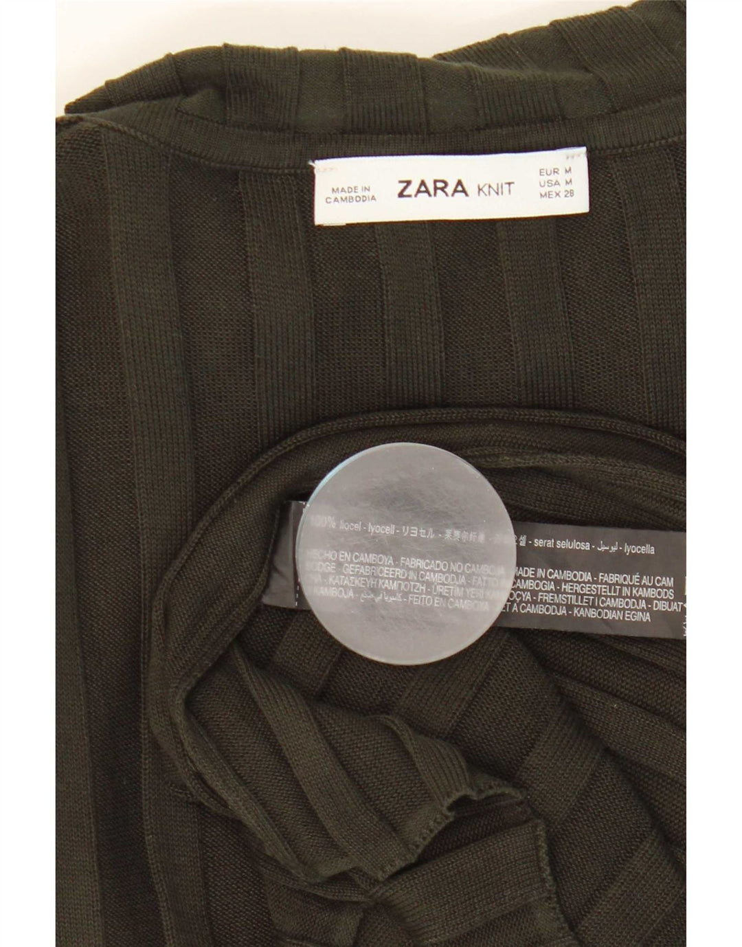 Zara Dametop Langærmet UK 12 Medium Khaki Lyocell