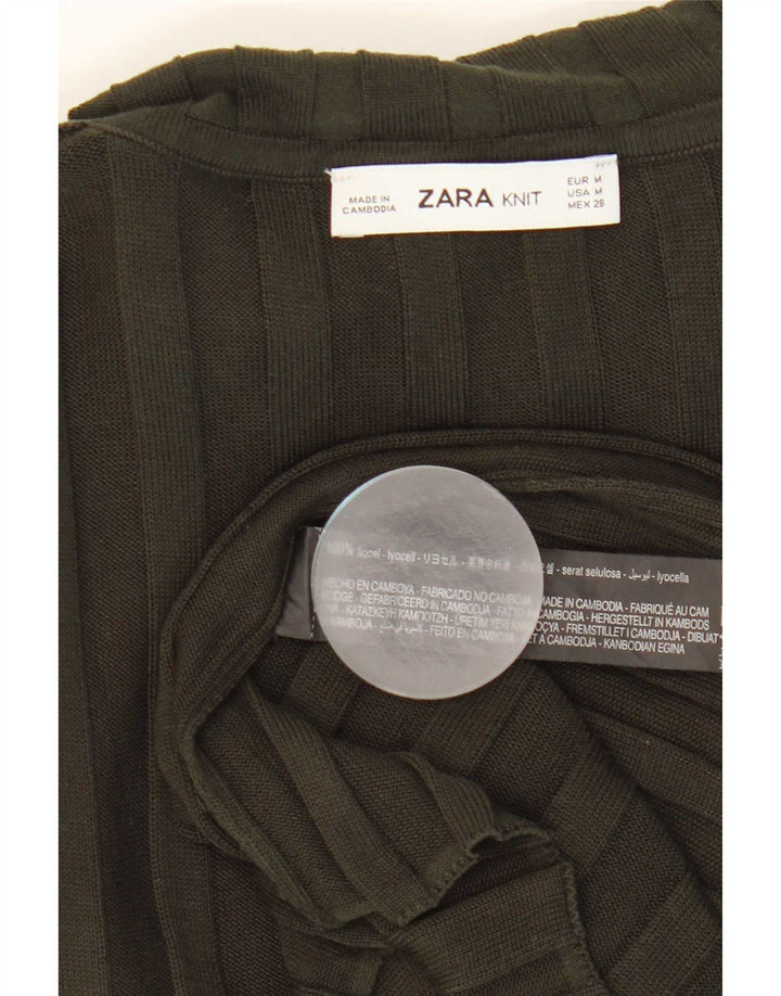 Zara Dametop Langærmet UK 12 Medium Khaki Lyocell