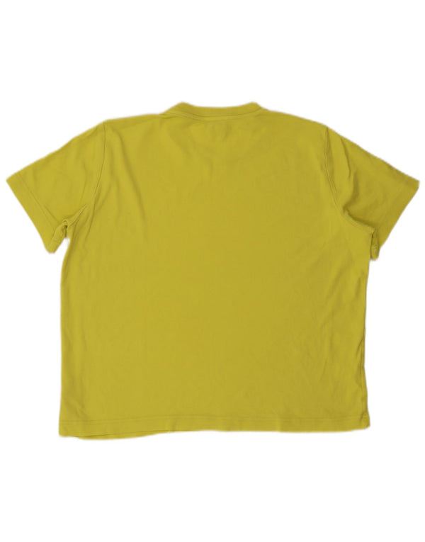 Massimo Dutti Womens T-Shirt Top UK 18 XL Yellow Cotton