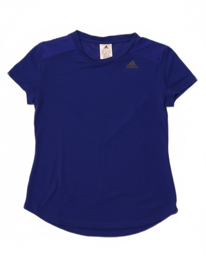 Adidas Womens Crop T-Shirt Top UK 8/10 Small Navy Blue Polyester