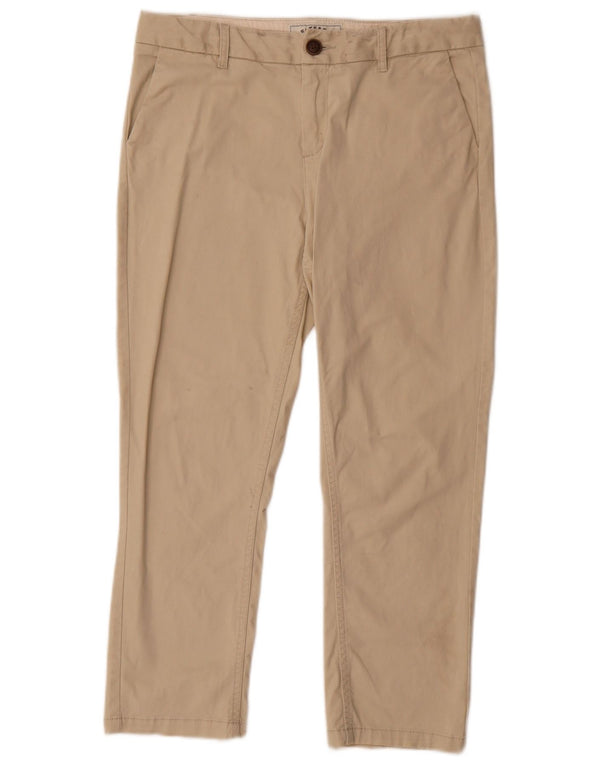 Fat Face Dame Cropped Trousers UK 12 Medium W32 L24 Beige Bomuld