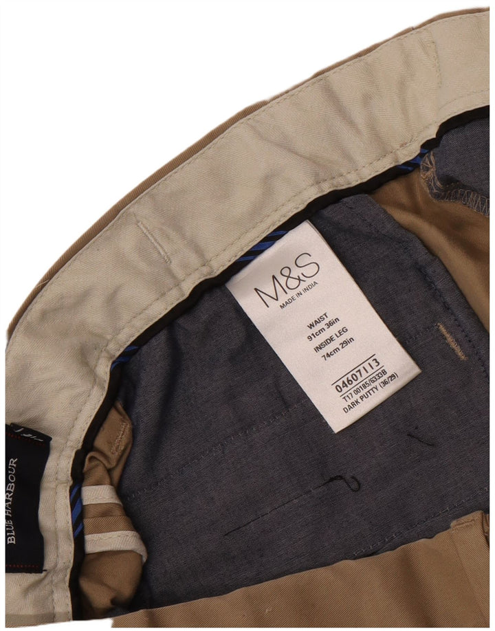Marks & Spencer Herre Blue Harbor Lige Chinobukser W36 L29 Brun