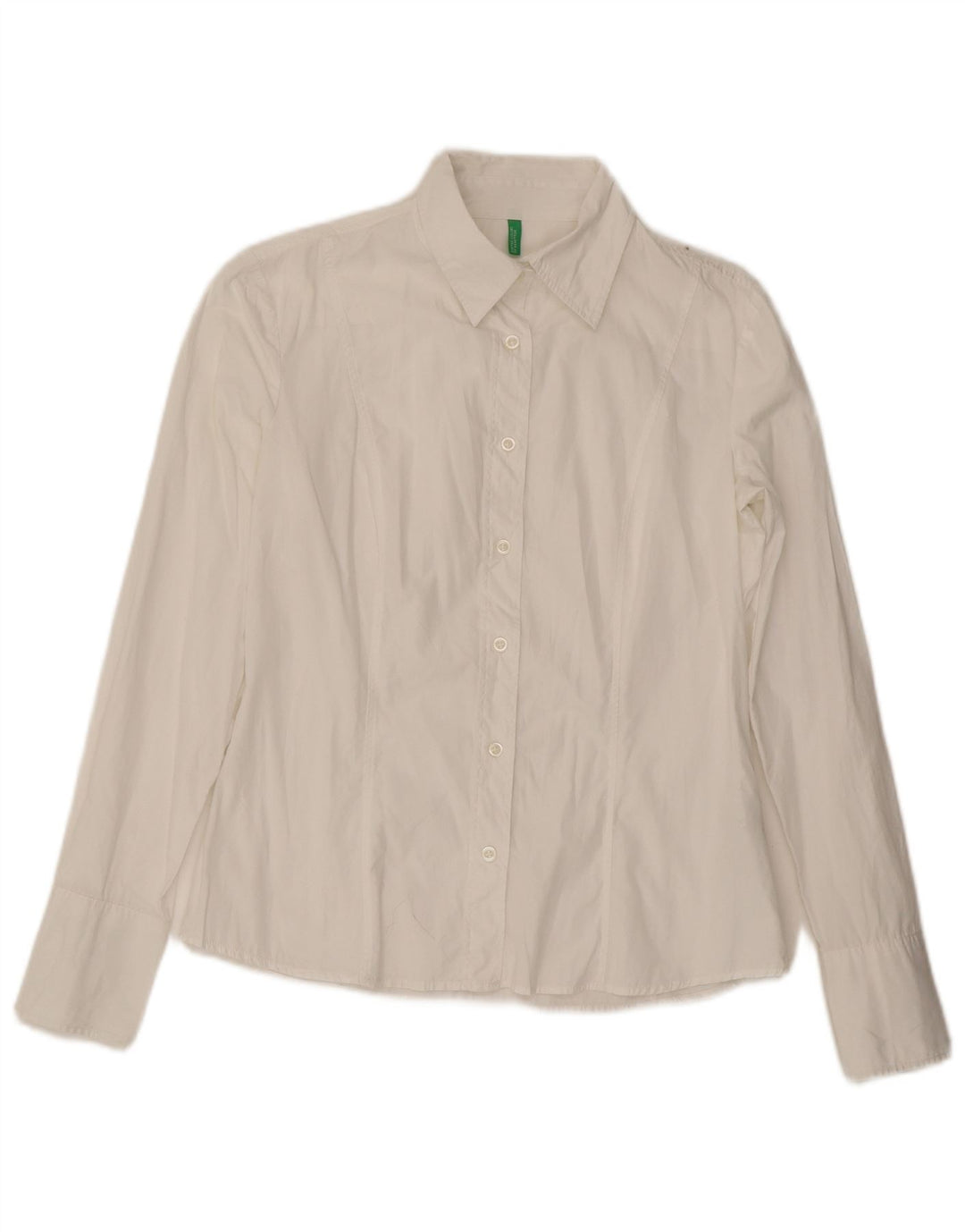 Benetton Dameskjorte UK 14 Medium Hvid Bomuld