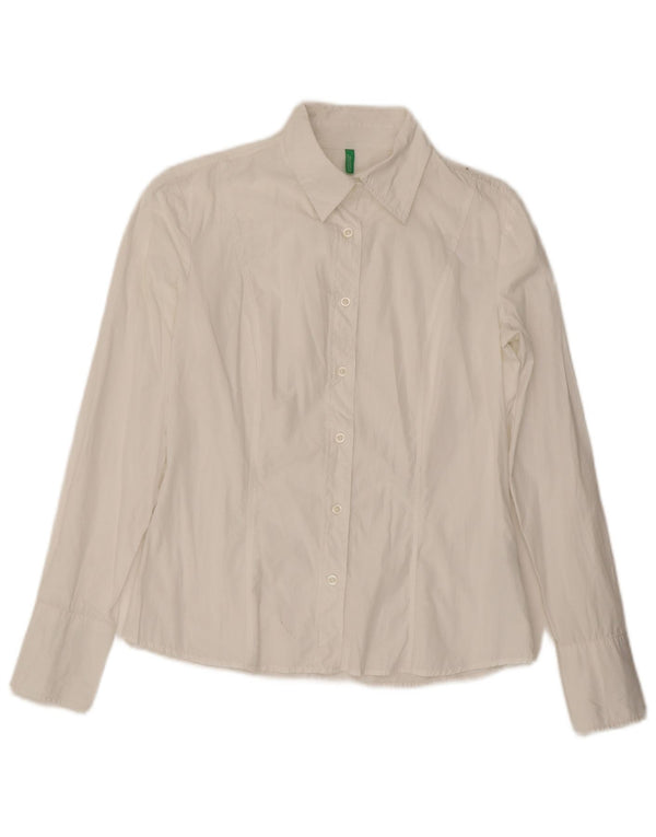 Benetton Dameskjorte UK 14 Medium Hvid Bomuld