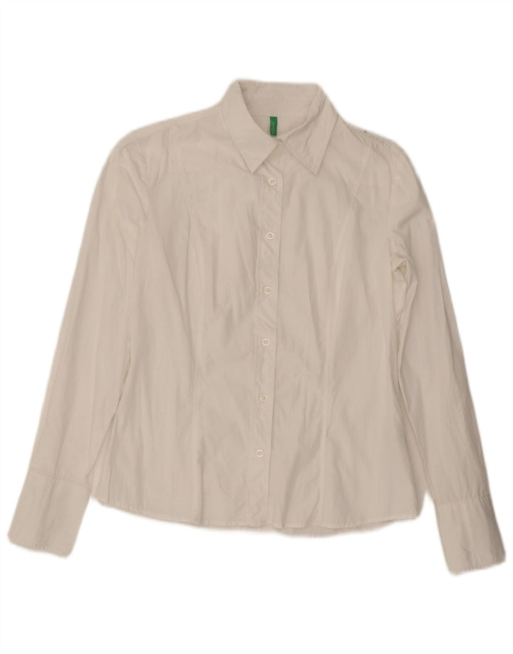 Benetton Dameskjorte UK 14 Medium Hvid Bomuld